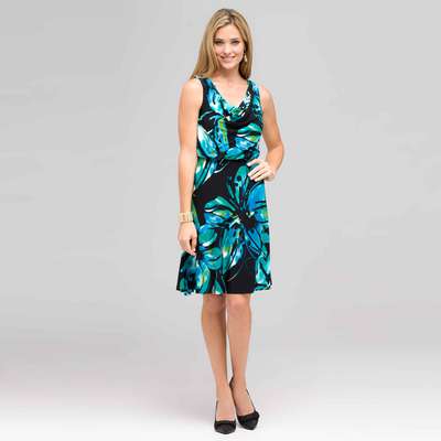 Island Floral Cowl Neck Dress