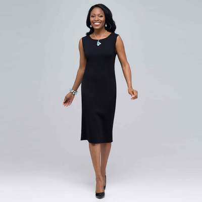 Boat Neck Sleeveless Sheath Dress.